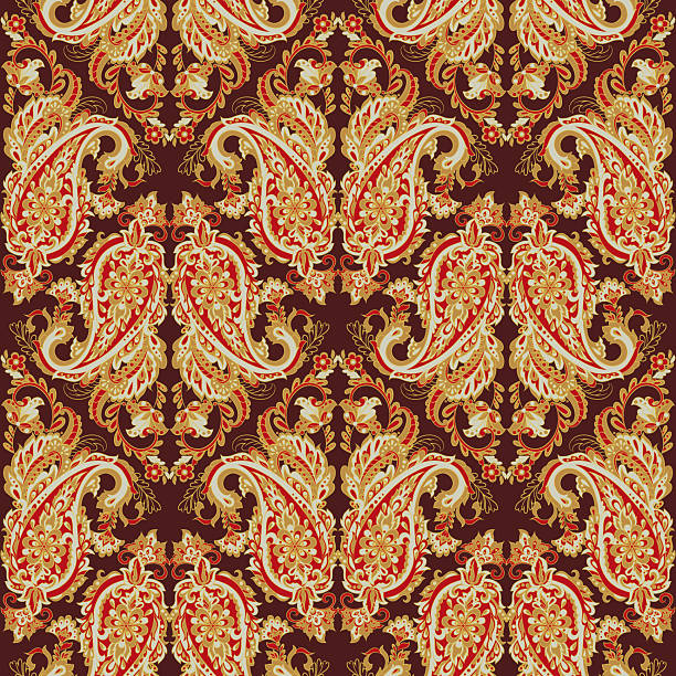 istock Floral seamless pattern with paisley ornament. Vector illustration in asian textile style 2237060929