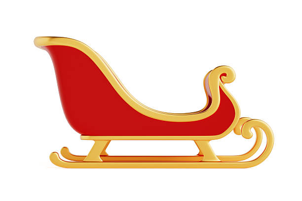 istock Christmas Holiday Concept. Red Santas Sleigh With Golden Frame. 3d Rendering 2237065934