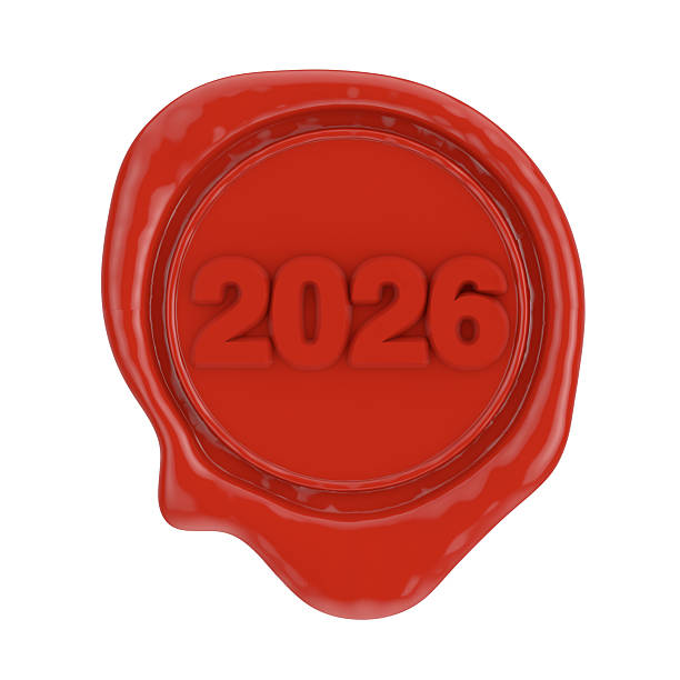 istock Red Wax Seal with 2026 New Year Sign. 3d Rendering 2237066010