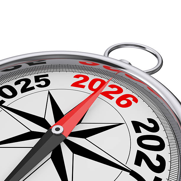istock Direction to New 2026 Year Conceptual Compass Closeup. 3d Rendering 2237066024