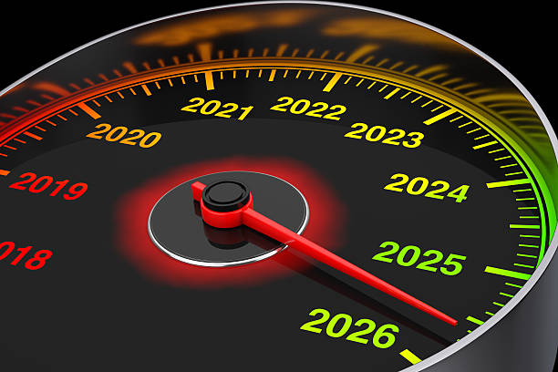 istock Conceptual 2026 New Year Speedometer. 3d Rendering 2237066122