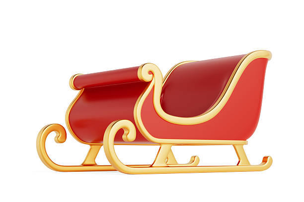 istock Christmas Holiday Concept. Red Santas Sleigh With Golden Frame. 3d Rendering 2237066140
