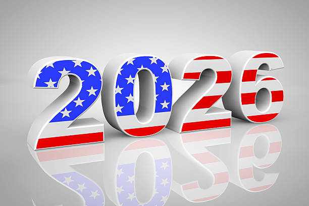 istock New Year 2026 Sign as USA Flag. 3d Rendering 2237066354