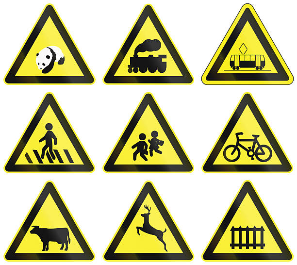 istock Collection of warning road signs used in China 2237066899