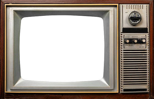 istock Retro old television cut out white screen isolated on white background, clipping path 2237071062