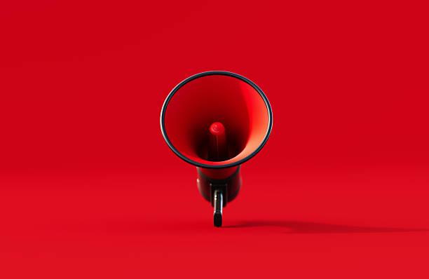 istock Black And Red Colored Megaphone On Red Background 2237073070