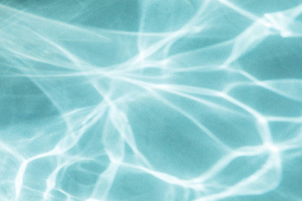 istock Abstract shadows blue background from pouring sunlight from glass top view. Natural caustic background from light glare and shine reflection effects for product presentation. 2237084156