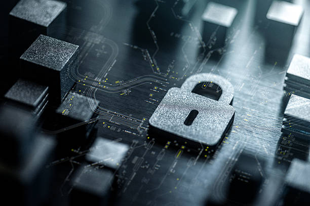 istock Digital Security Network Concept. Cubes connected in to Network with Lock Icon in the Center. Internet Security Technology Background 2237098647