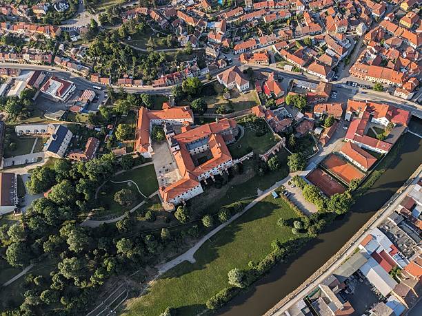 istock Trebic historical city center aerial view including main square and old buildings 2237101849