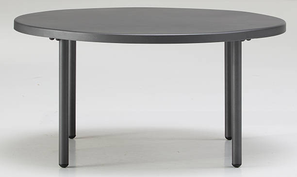 istock Minimalist Four legged grey steel round table isolated nature background with clipping path 2237102028