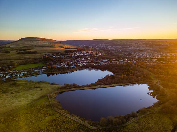 istock Sunset Glow over Welsh Hills and Lakes from Above 2237105341