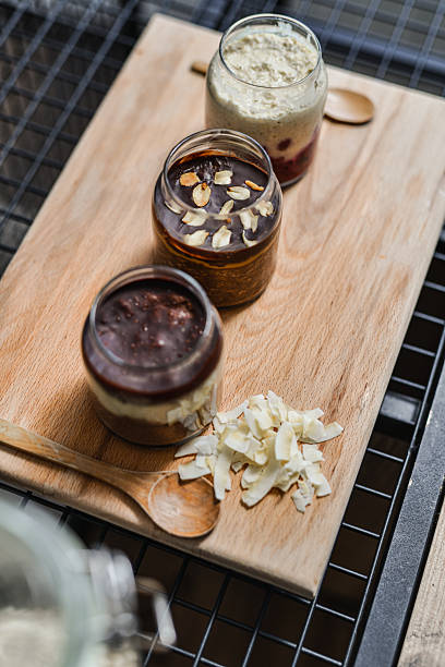Colorful Selection Of Overnight Oats In Mason Jars For Healthy Meal