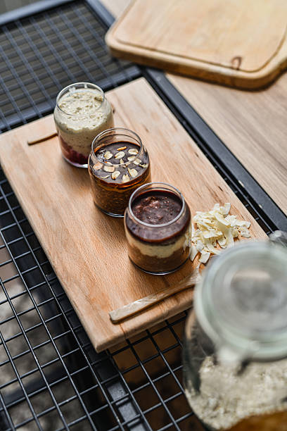 Assorted Overnight Oats Varieties Presented In Jars For Morning Meal