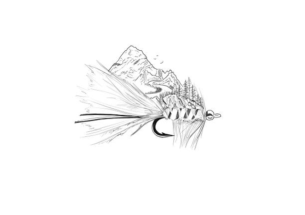 A digital piece of art hand drawn on Photoshop using a drawing tablet. This piece shows is a logo that can be used for fly fishing.
