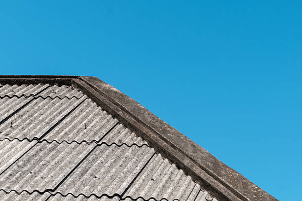 istock Old corrugated roof with blue sky with copy space. 2237109084
