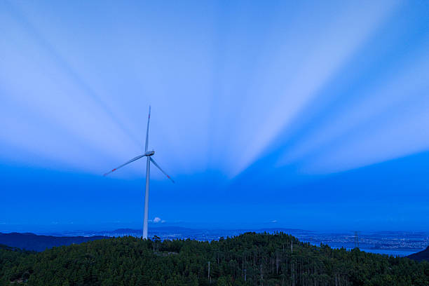 Beautiful Sky Mountain Top Wind Turbine