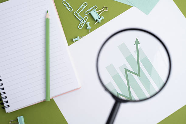 Financial graphs, statistics diagram and data. Annual presentation, infographic. Economic report, accounting. Growth analysis, business success. Analytics and management. Investments and technology