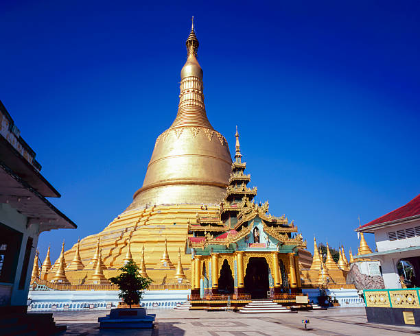 Hinthagon Pagoda in Bago, Myanmar, is a Buddhist stupa featuring religious structures and sculptures, serving as an important spiritual site in the city.