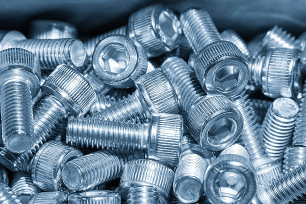 istock The  pile of hexagon socket head screw cap in the light blue scene. 2237122554