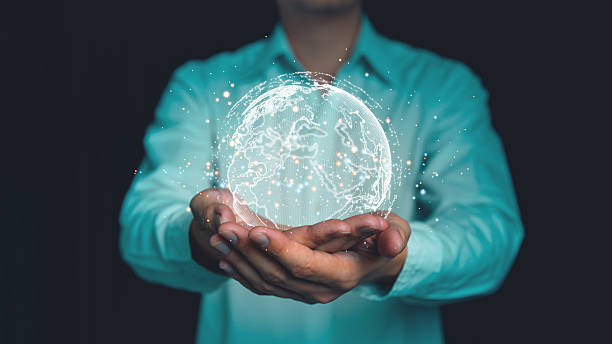 istock Businessman holding glowing digital globe hologram, symbolizing global connection, technology innovation, networking, data exchange, future communication and digital transformation. 2237124652