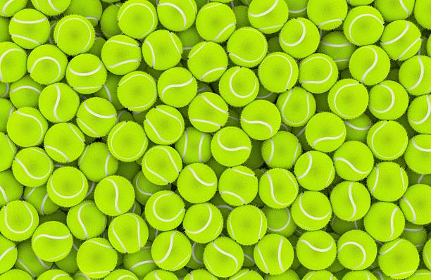 istock Tennis balls pile, background. 3D rendering 2237126634