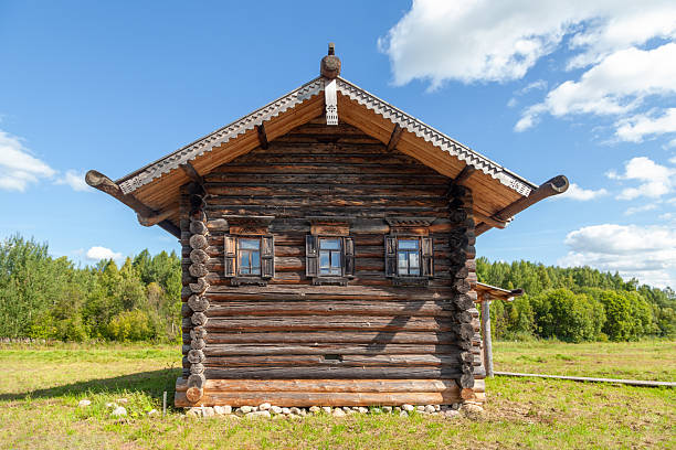 istock Rustic Wooden Village House with Carved Window Frames 2237134002