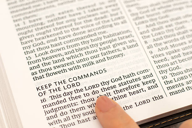 istock Commandments of the LORD text in open holy bible book 2237135548