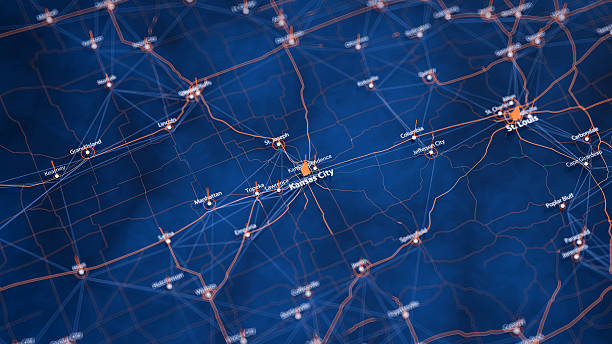istock Kansas City map big data visualization. Futuristic map infographic of city in USA. Visual map data complexity in modern blue and orange colors 2237139637