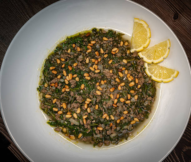 istock Spinach or Sabanekh with chicken a Mediterranean dish served with rice 2237139966