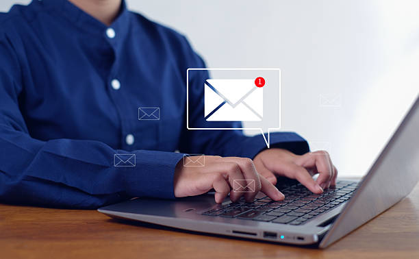istock New email notification concept for business e-mail communication and digital marketing. Inbox receiving electronic message alert. 2237140278