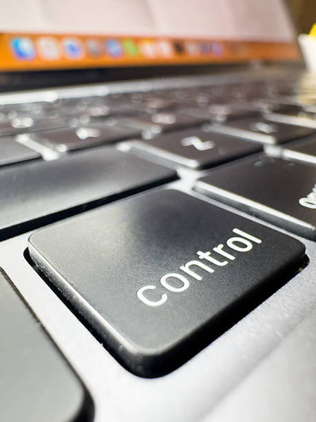 istock Laptop control key, laptop key, close-up macro photo, black keyboard, laptop, technology, IT, work from home, freelancing, copy space 2237144025
