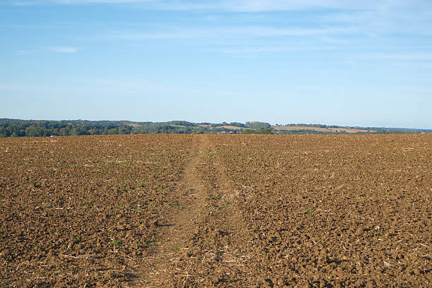 agricultural landscape red fertile earth soil dirt farm ploughed field