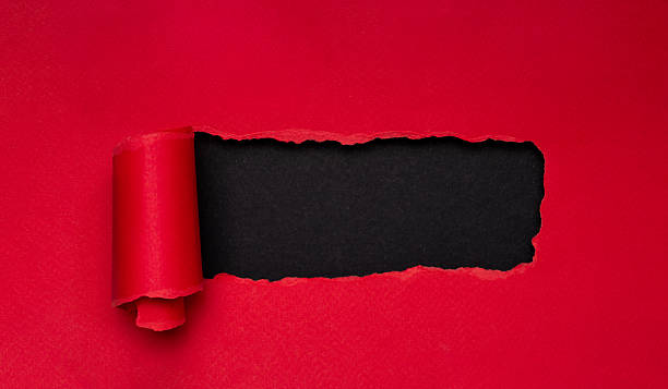 istock Red torn paper window with black insert, coupon banner mockup 2237170042