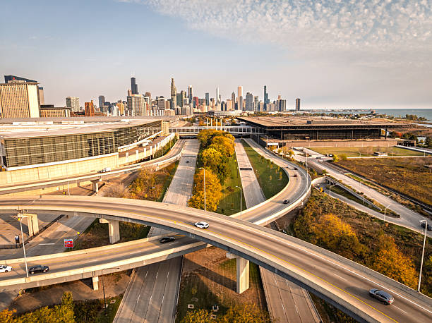70+ Chicago Highway Overpass Aerial View Stock Photos and Royalty