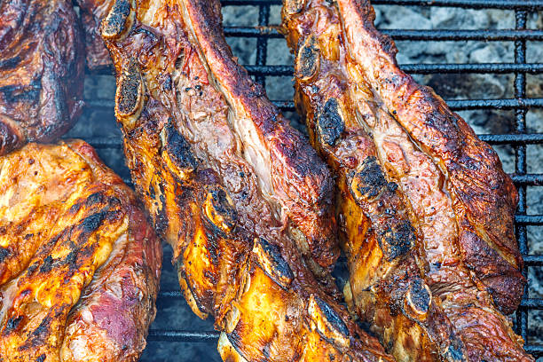 Argentine grill, ribs in strips, Parrilla