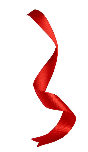 close up of a red ribbon bow on white background