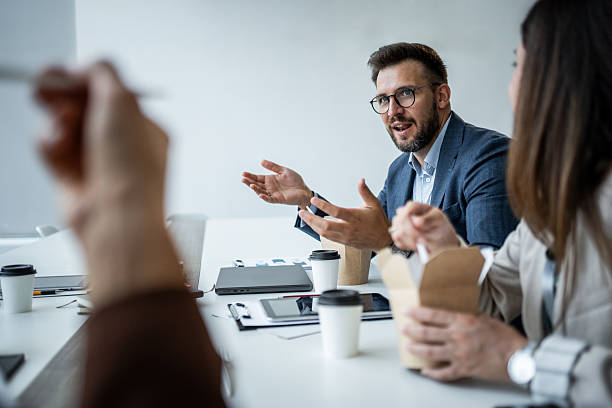 istock People having business lunch meeting in office 2237188221