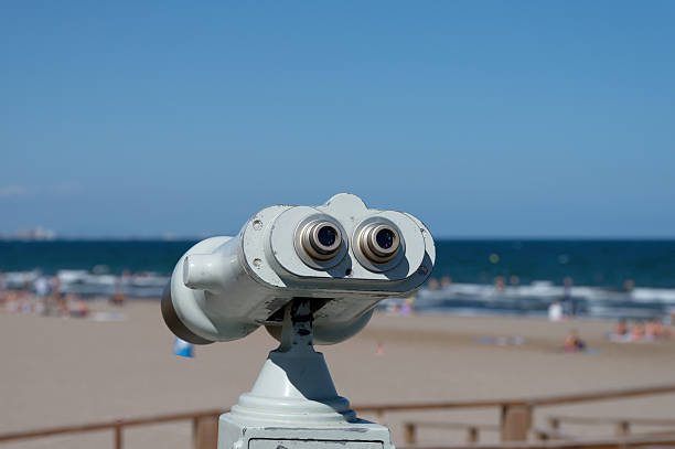 Coin binoculars on the promenade of the island of Borkum
