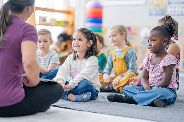 istock Diverse Group Of Young Students Sitting In A Circle With Teacher In Classroom 2237189544