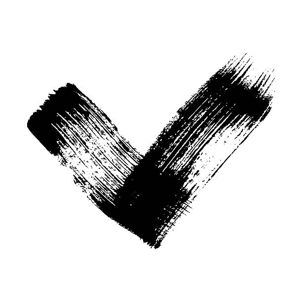 istock Black grunge brushstroke in the shape of a check mark 2237212476