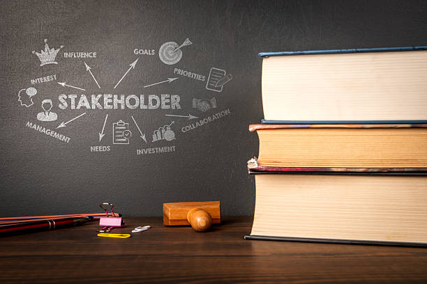 istock Stakeholder Concept on Blackboard with Books and Office Supplies 2237214632