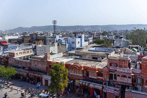 istock High-Angle View of Flat Rooftops and Traditional Terracotta-Colored Shops in Jaipur 2237230494