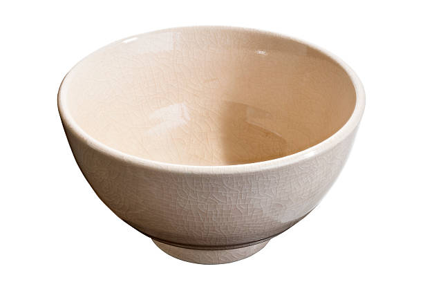 istock Beige Ceramic Bowl with Crackle Glaze Texture, Side Angle View, Isolated on White Background with Clipping Path 2237234839