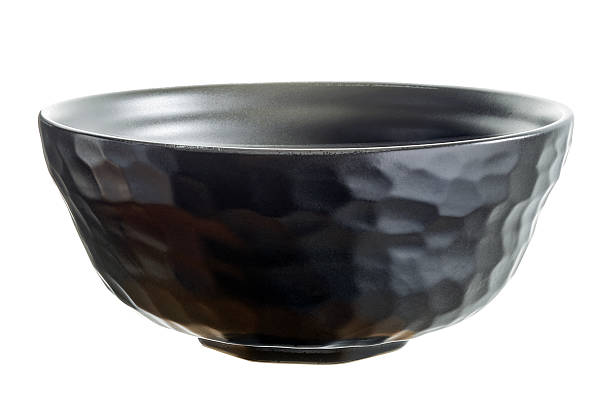 istock Black Ceramic Bowl with Matte Hammered Texture, Side Angle View, Isolated on White Background with Clipping Path 2237234867