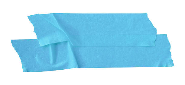 istock light blue crumpled torn tape isolated on white background. 2237248416