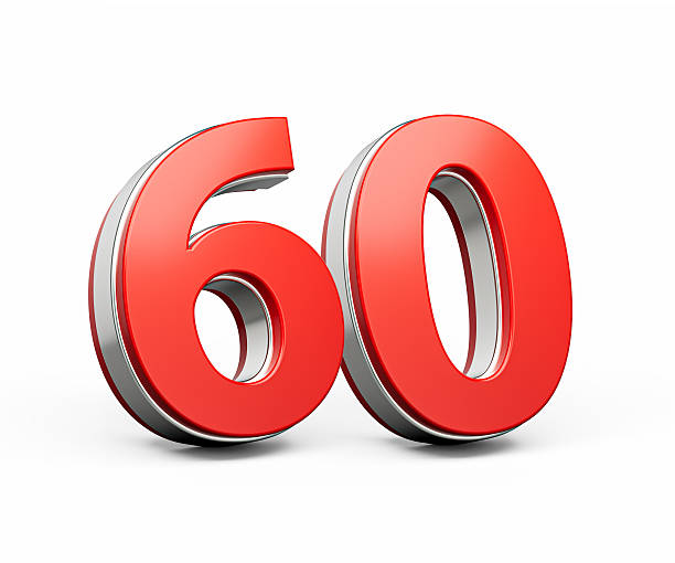 istock Bold Vibrant Red Number Sixty Number 60 With Metallic On White Background 3D Illustration 2237250657