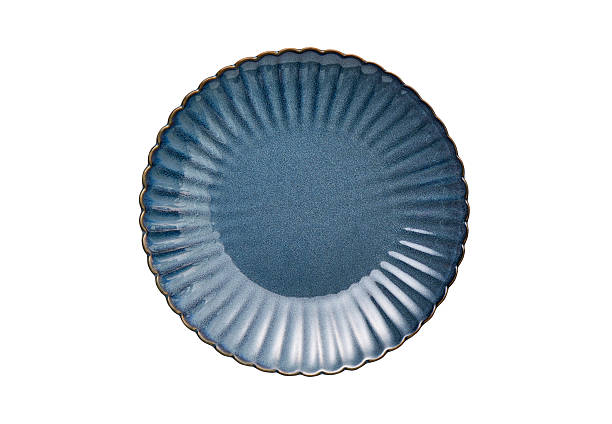 istock Blue Ceramic Plate with Scalloped Edge Top View Isolated on White with Clipping Path 2237260423