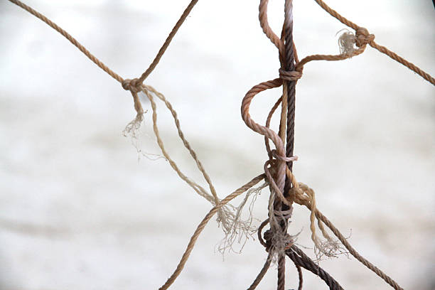 istock A worn sports net rope. 2237260466