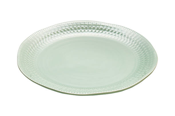 istock Mint Green Ceramic Plate with Textured Rim Side Angle Isolated on White Background with Clipping Path 2237261465