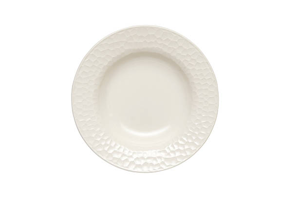 istock White Ceramic Plate with Textured Rim Top View Isolated on White Background with Clipping Path 2237261469